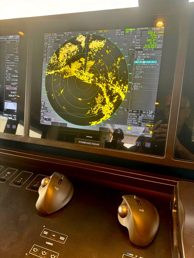 Radar display on the bridge